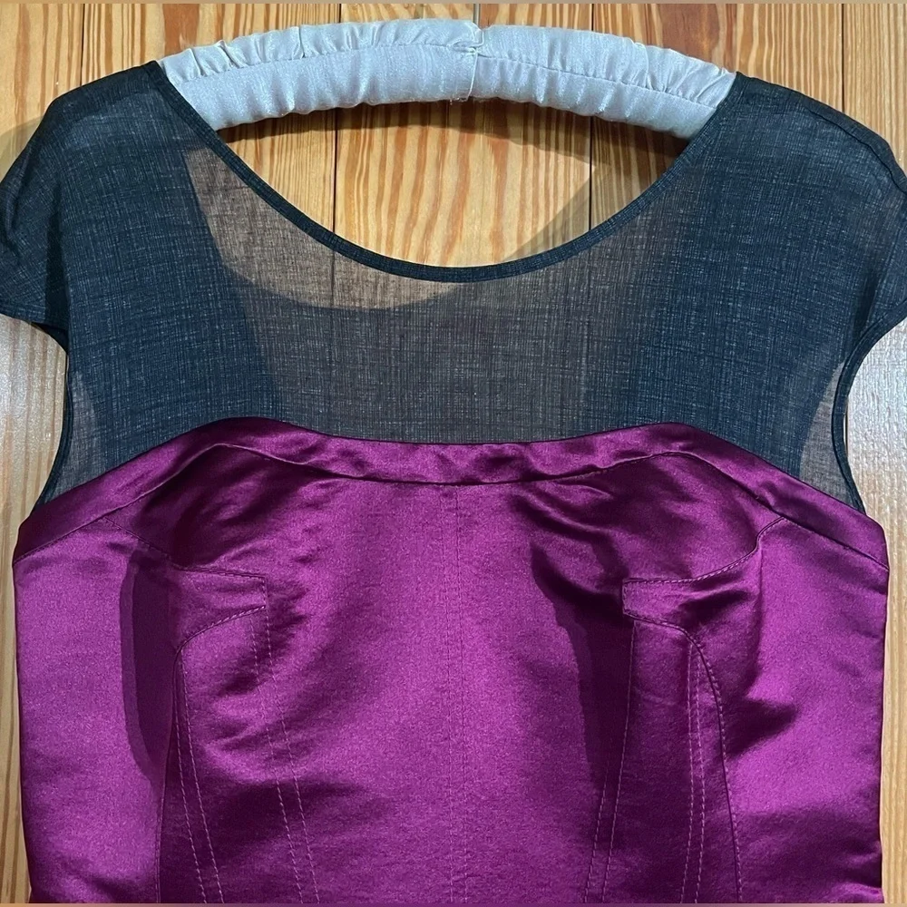 Tory Burch 100% Silk Purple Corset Fitted Pencil Dress NWOT